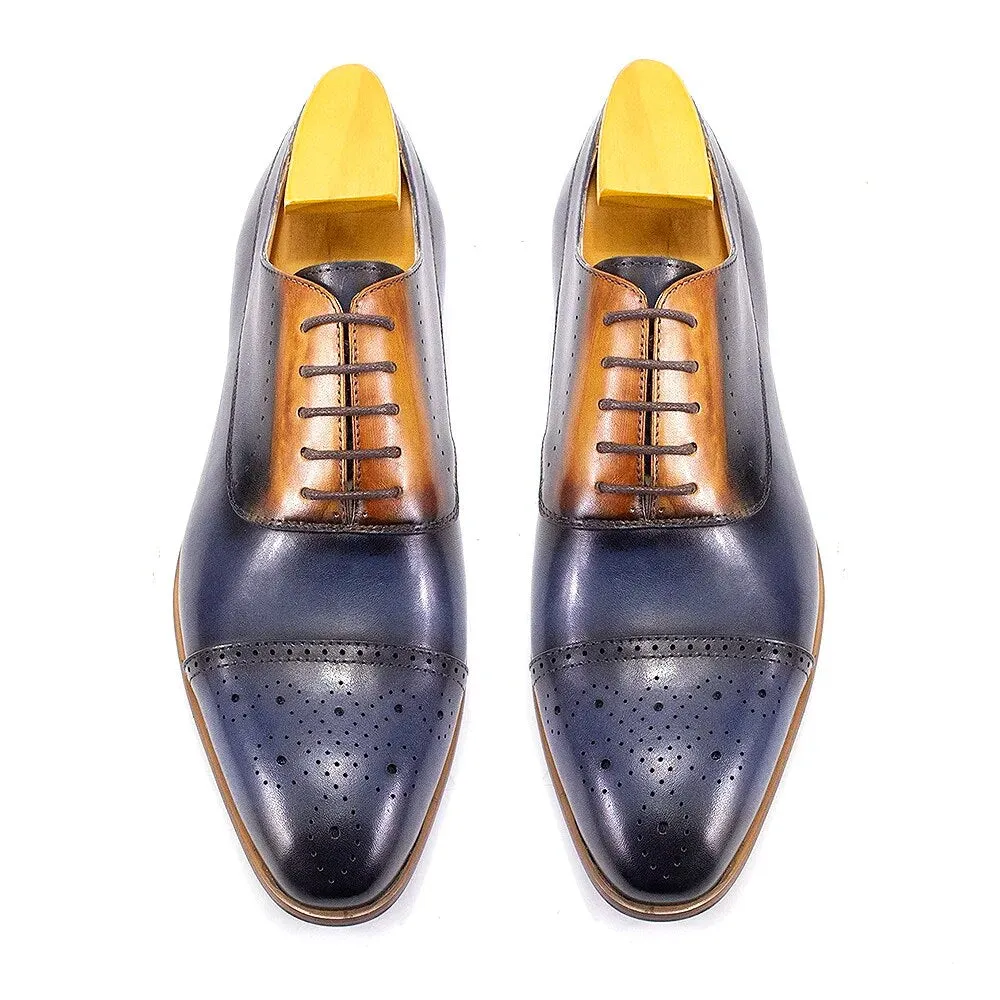 Handmade Classic Wingtip Oxfords Brogue Shoes