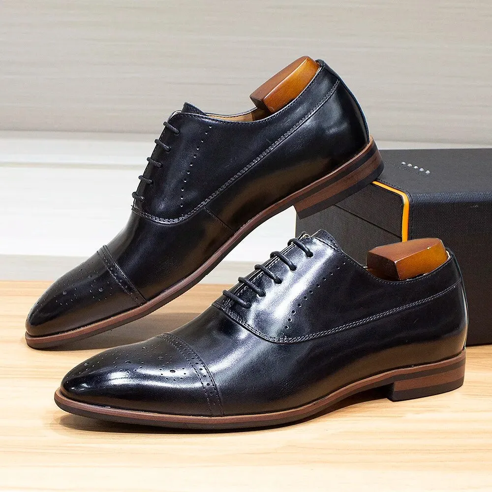 Handmade Classic Wingtip Oxfords Brogue Shoes