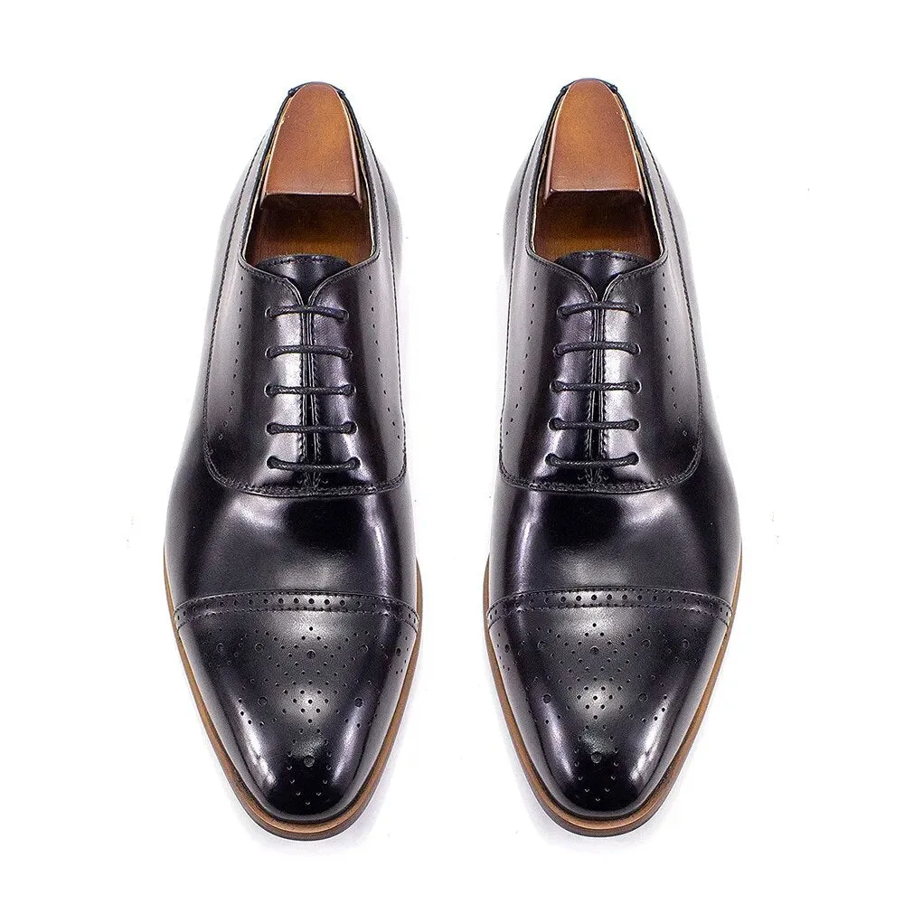 Handmade Classic Wingtip Oxfords Brogue Shoes