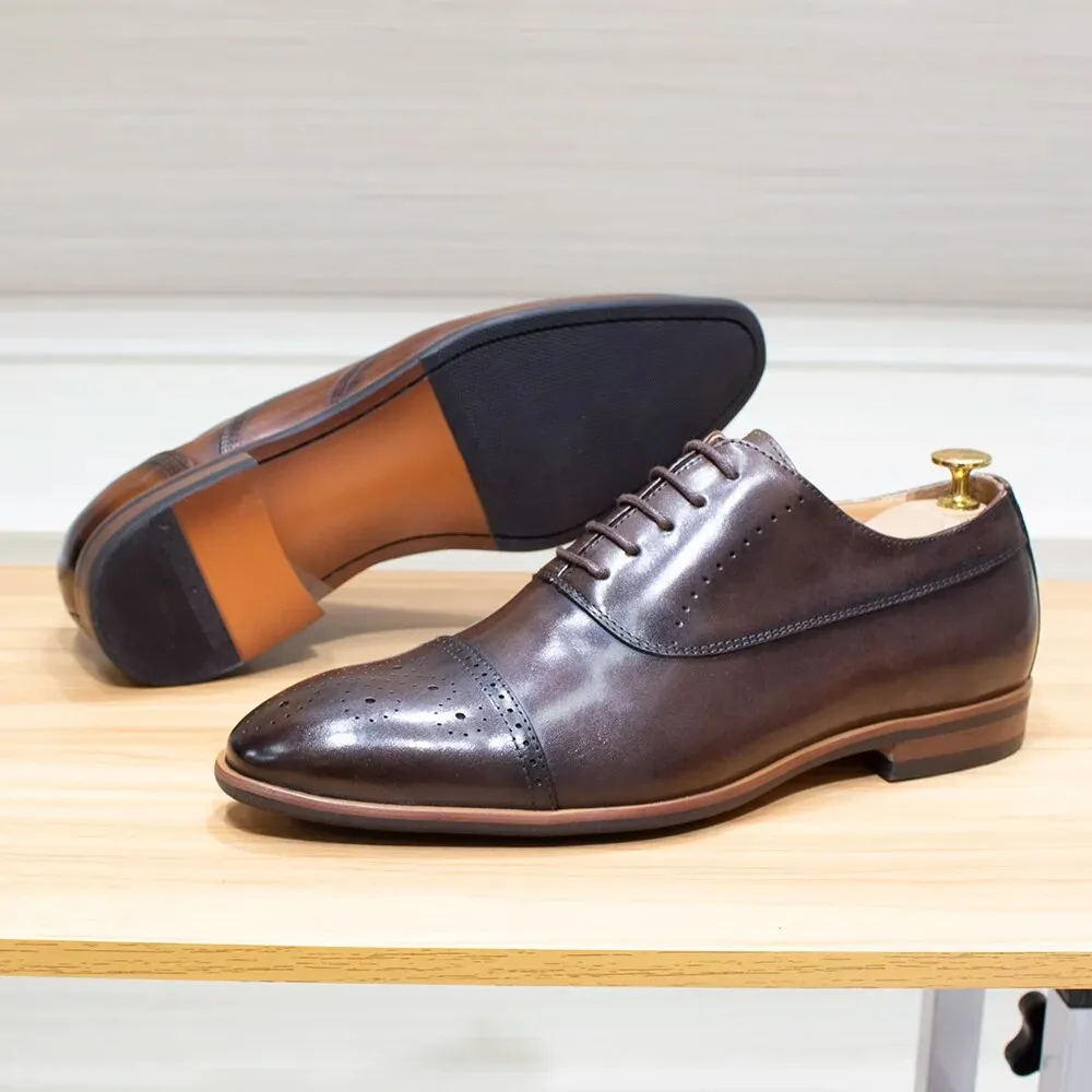 Handmade Classic Wingtip Oxfords Brogue Shoes