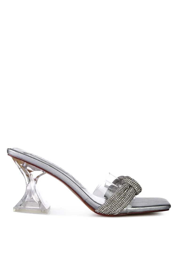 Hiorda Rhinestone Knotted Spool Heel Sandals