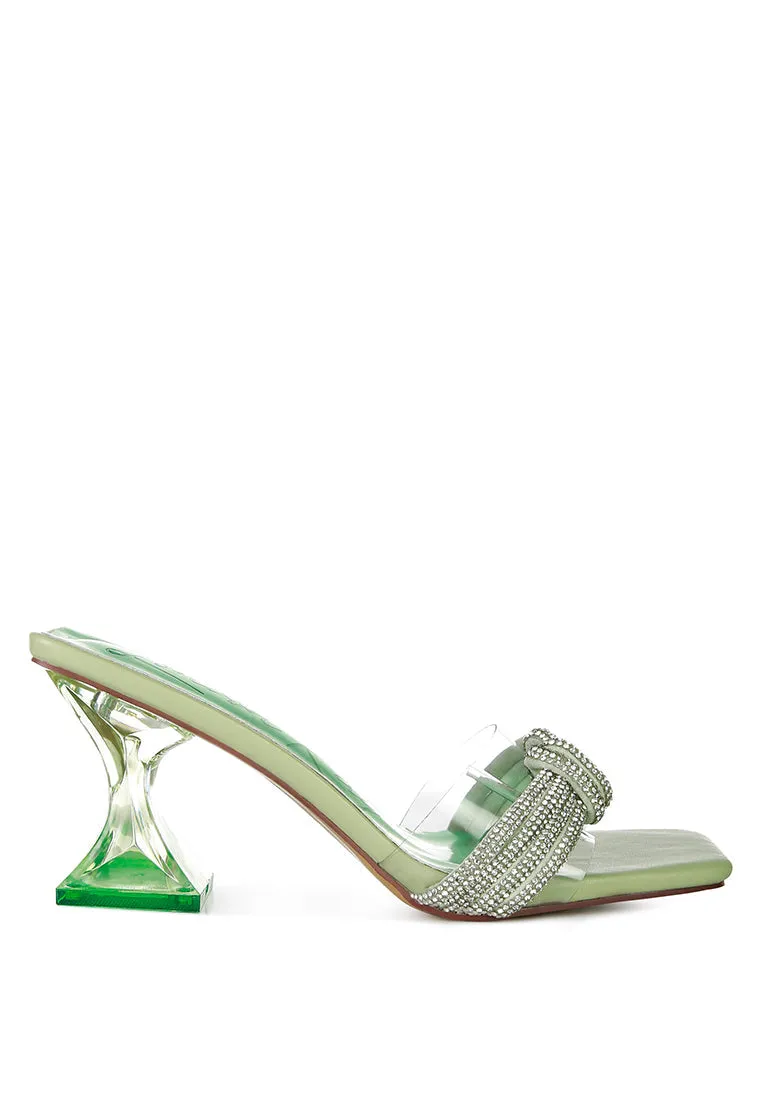 Hiorda Rhinestone Knotted Spool Heel Sandals