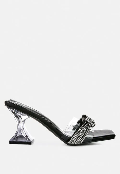 Hiorda Rhinestone Knotted Spool Heel Sandals