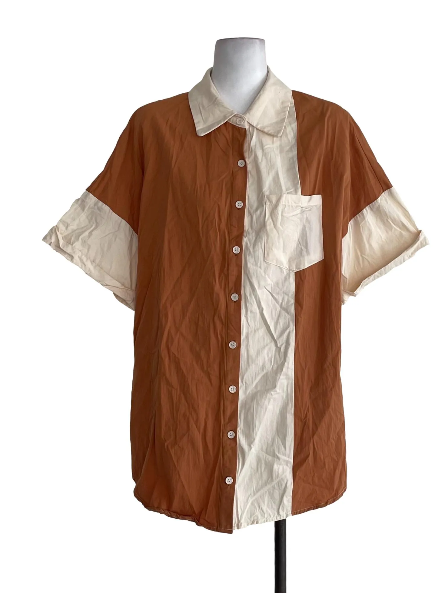 Honey Two Tone Oxford Oversized Shirt Dress