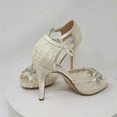 Ivory Lace Bridal Shoes with Crystal Vine Design