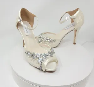 Ivory Lace Bridal Shoes with Crystal Vine Design