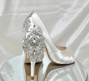 Ivory Wedding Shoes with Crystal Heel Design