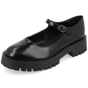 Journee Womens Platform Mary Jane Round Toe Buckle Ankle Strap Flat Chunky Treaded Block Heel Kamie Shoes Black 8 Medium Womens US