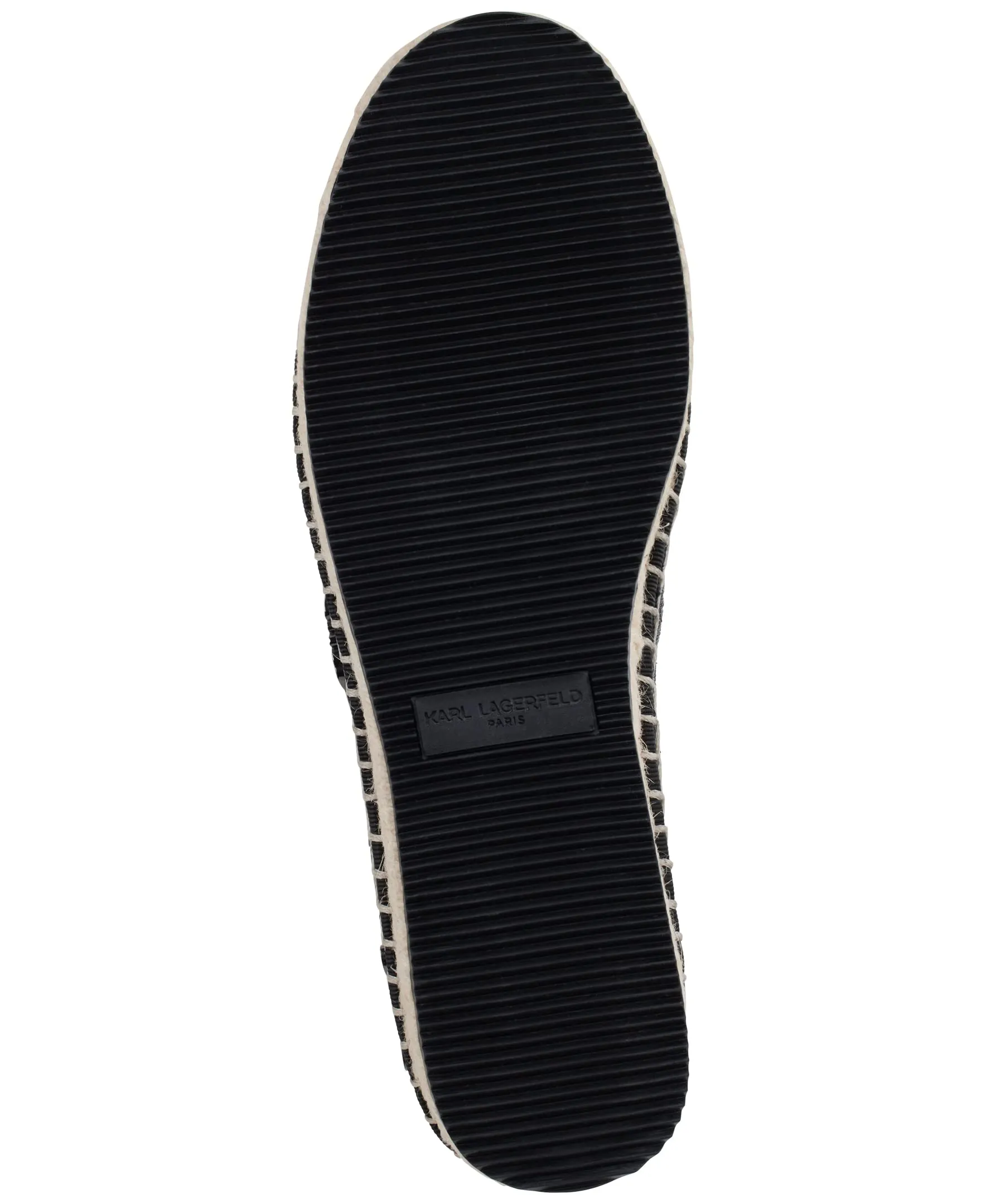 Karl Lagerfeld Paris Women's Michaela Slip On Embellished Flat Espadrille Platform, Black, 9