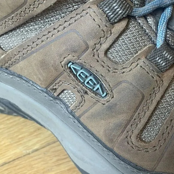 Keen Circadia Women 7.5 Mid Waterproof Leather Hiking Boot Brown Blue