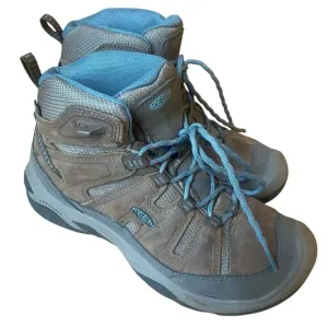 Keen Circadia Women 7.5 Mid Waterproof Leather Hiking Boot Brown Blue