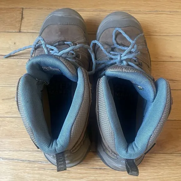 Keen Circadia Women 7.5 Mid Waterproof Leather Hiking Boot Brown Blue