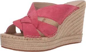 Kenneth Cole Women's Women's Espadrille, Wedge Sandal, Coral, 9