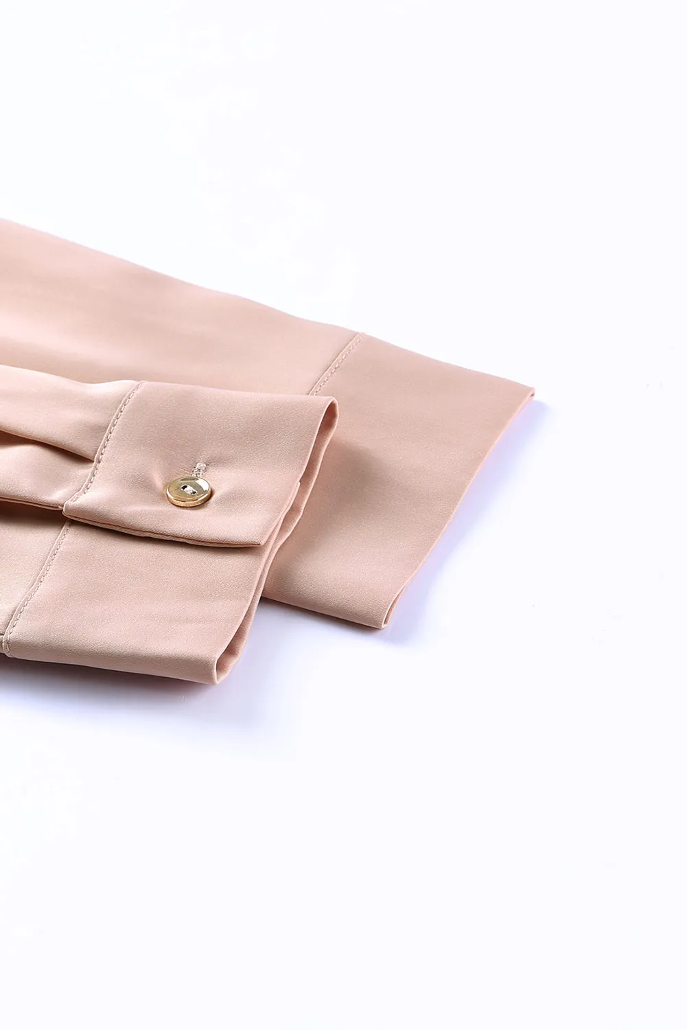 Khaki Sequin Splicing Pocket Buttoned Shirt Dress