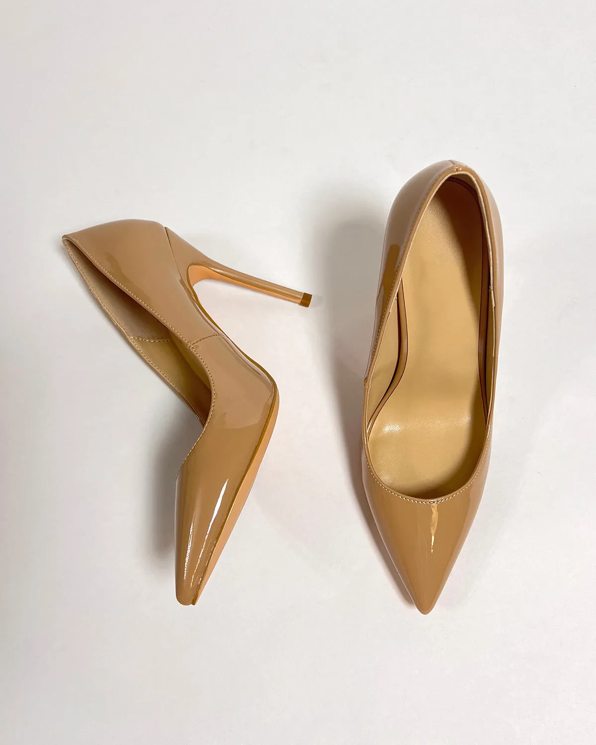 Ladies patent leather pointed toe office high heel pumps shoes