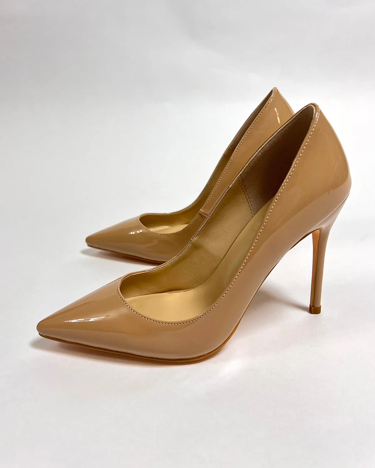 Ladies patent leather pointed toe office high heel pumps shoes