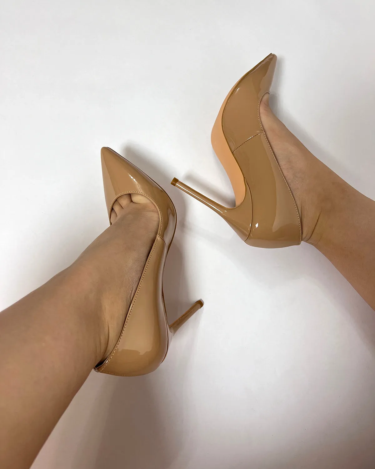 Ladies patent leather pointed toe office high heel pumps shoes