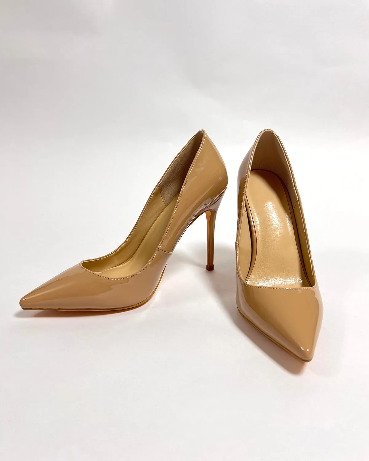 Ladies patent leather pointed toe office high heel pumps shoes