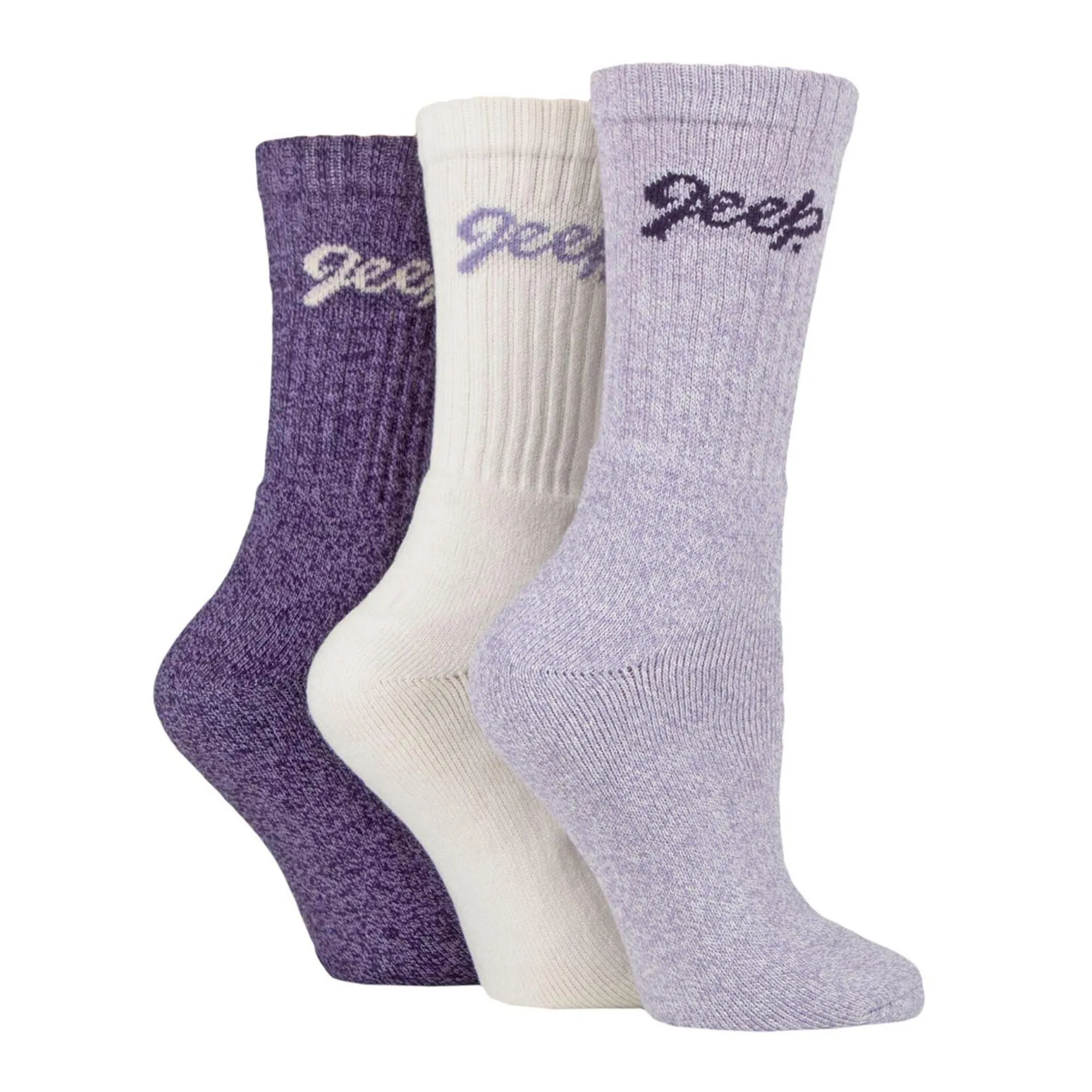Ladies Ribbed Outdoor Boot Socks - 3 Pack, Reinforced Heel and Toe Hiking Socks
