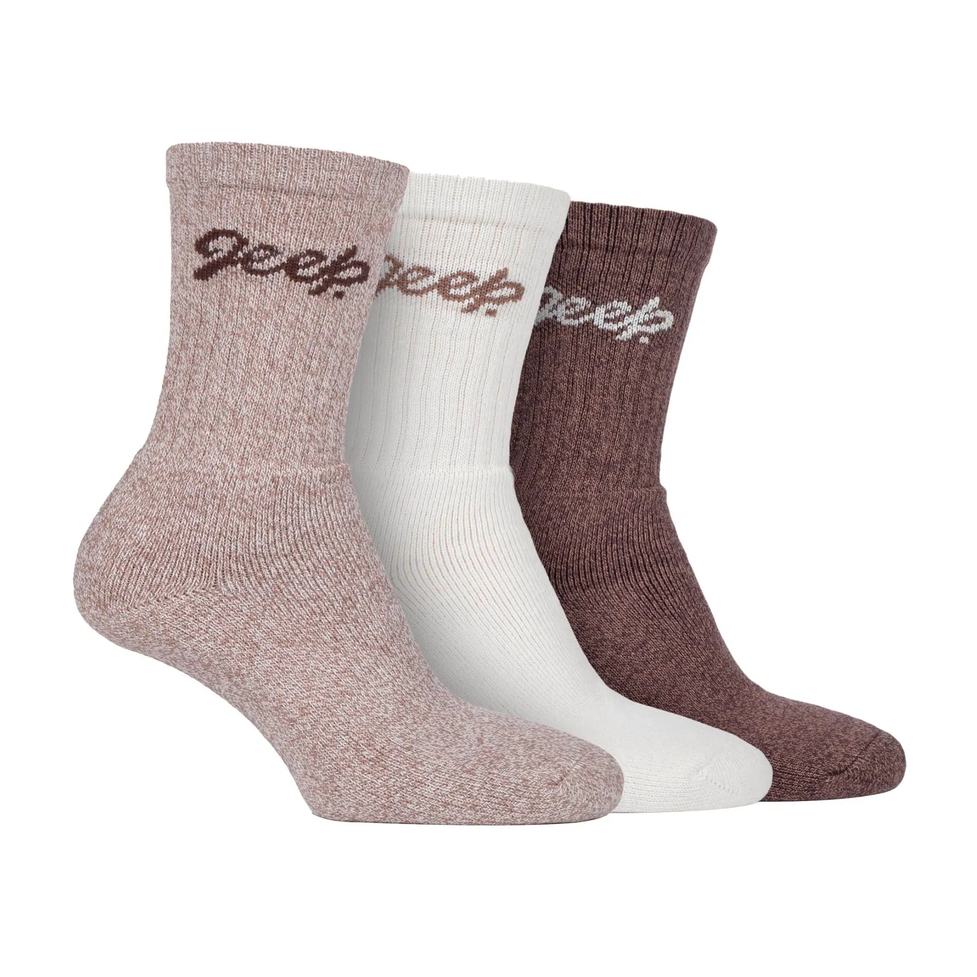 Ladies Ribbed Outdoor Boot Socks - 3 Pack, Reinforced Heel and Toe Hiking Socks