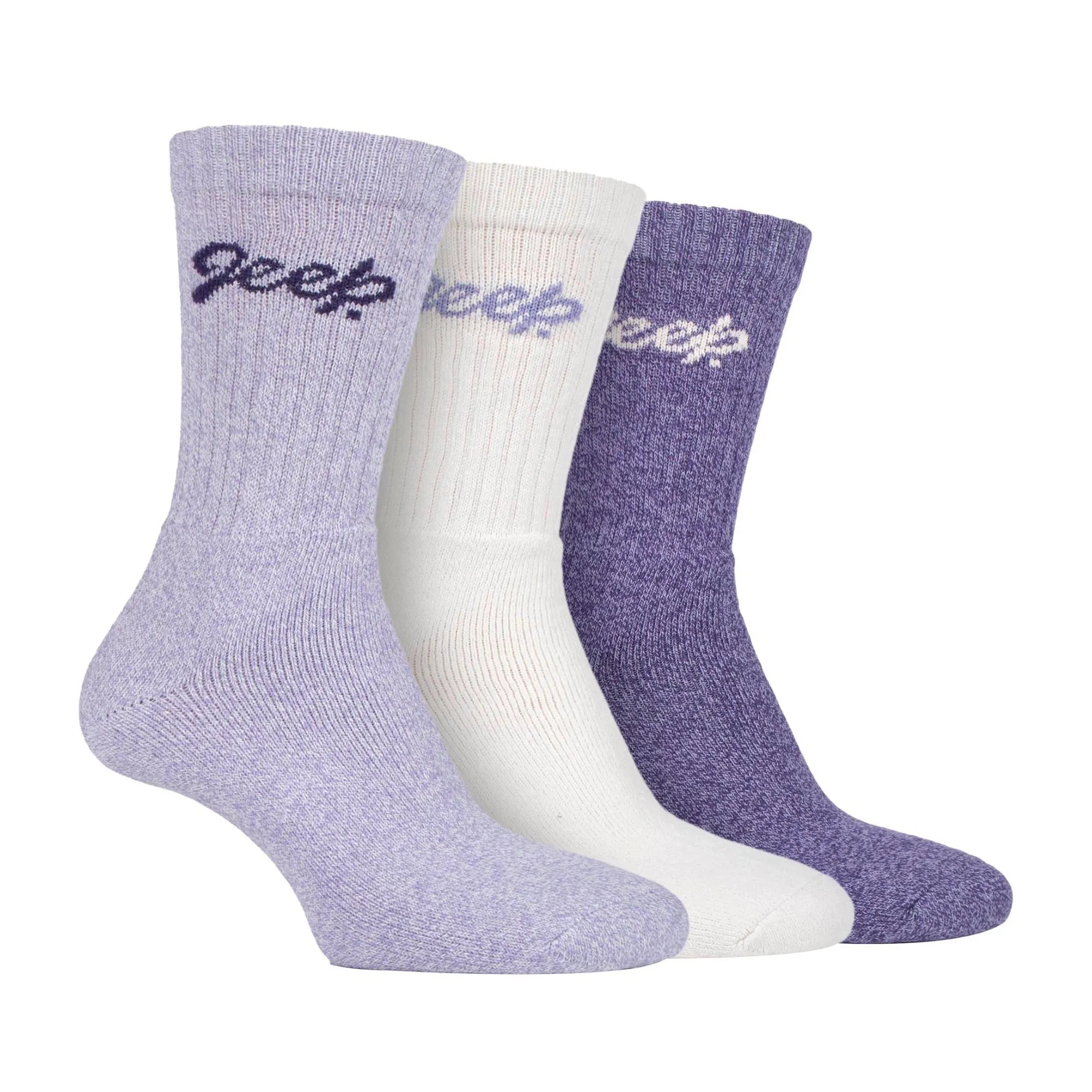 Ladies Ribbed Outdoor Boot Socks - 3 Pack, Reinforced Heel and Toe Hiking Socks