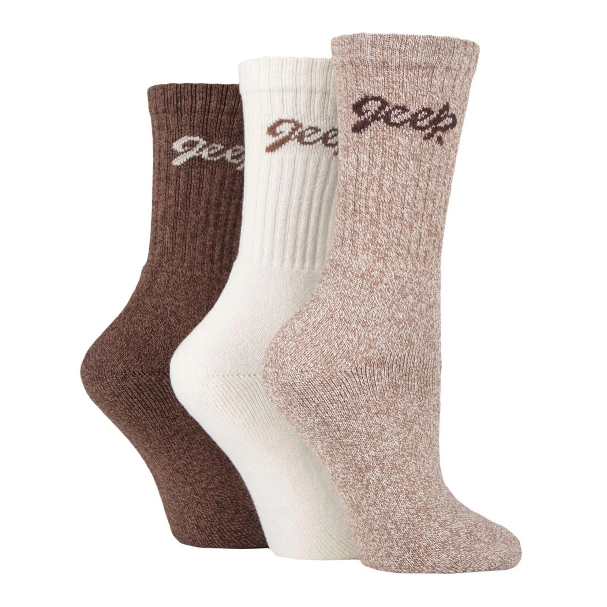 Ladies Ribbed Outdoor Boot Socks - 3 Pack, Reinforced Heel and Toe Hiking Socks
