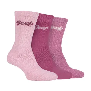 Ladies Ribbed Outdoor Boot Socks - 3 Pack, Reinforced Heel and Toe Hiking Socks