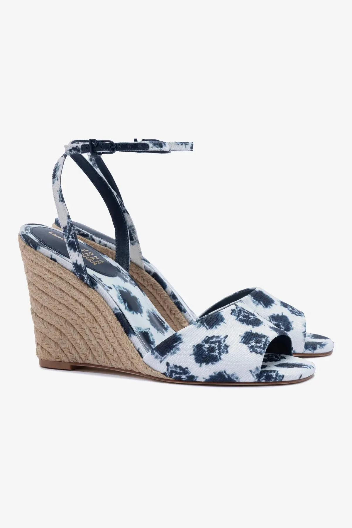 Larroude x Jonathan Cohen Yves Wedge In Tiedye Ocean Linen