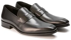 Luciana Men's Black Leather Apron toe Penny Dress Shoe 7310