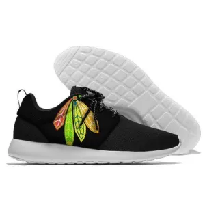 Men Chicago Blackhawks Roshe Style Lightweight Running Shoes - Black