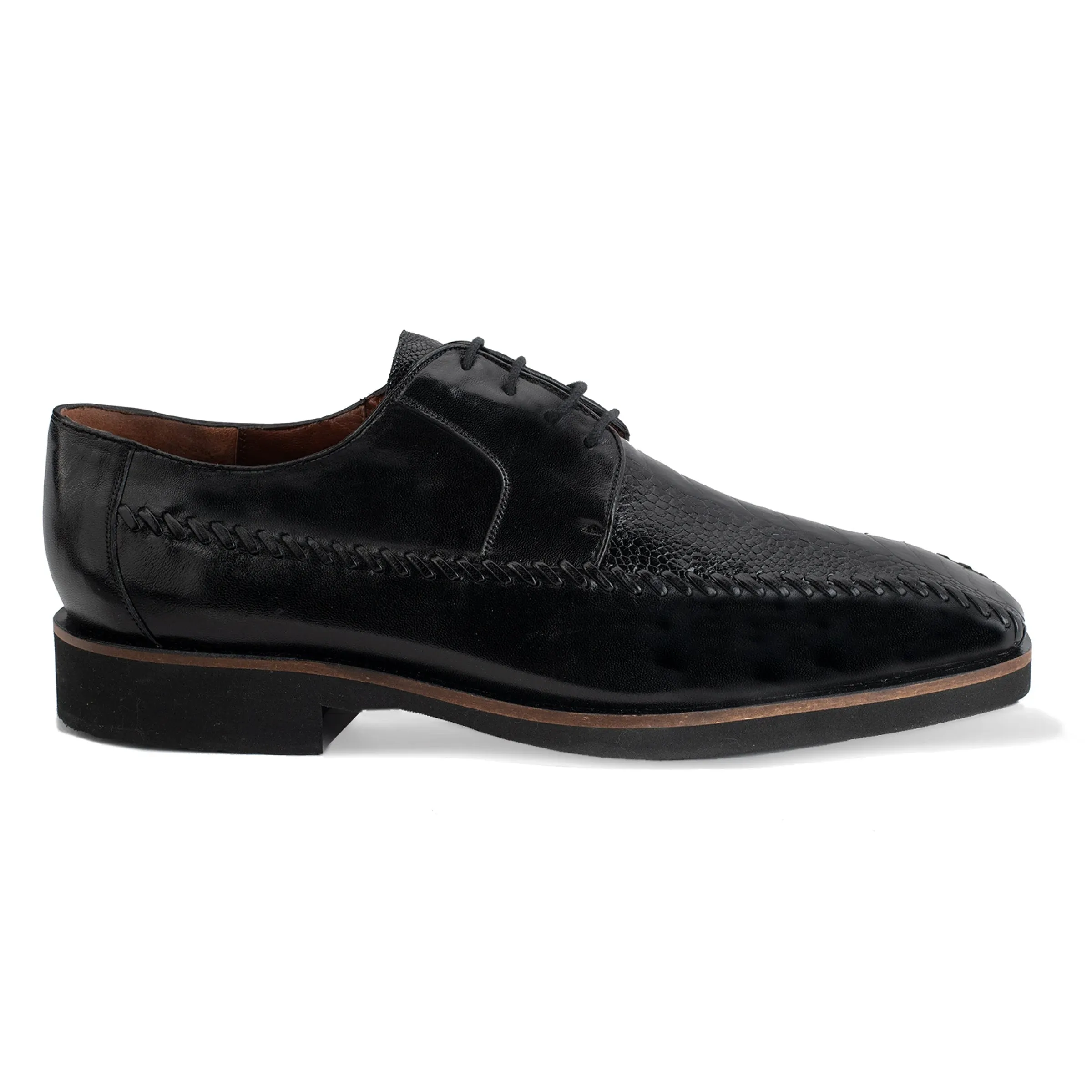 Mens Belvedere Tyson Genuine Ostrich & Calf Skin Dress Shoe in Burgundy