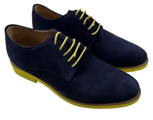 Mens Blue and Yellow Suede Wingtip Dress Shoes