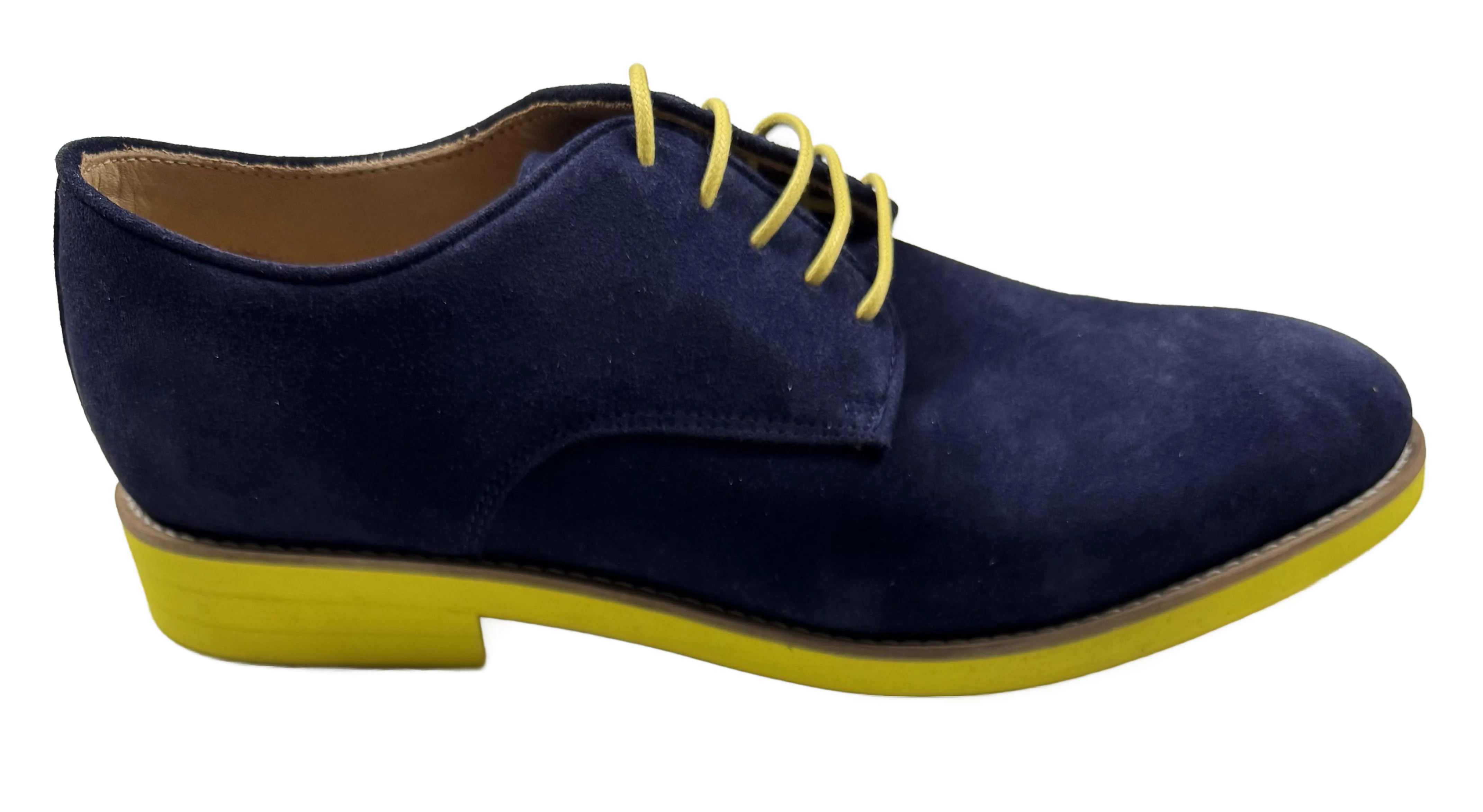Mens Blue and Yellow Suede Wingtip Dress Shoes