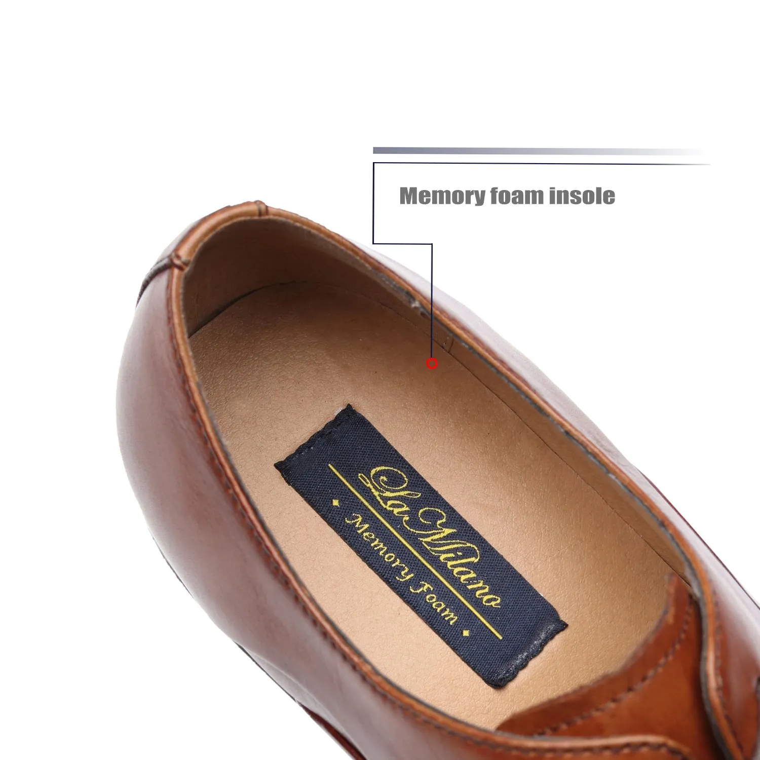 Men's Cap Toe Oxford  Lace Up Shoes Micah-1-cognac