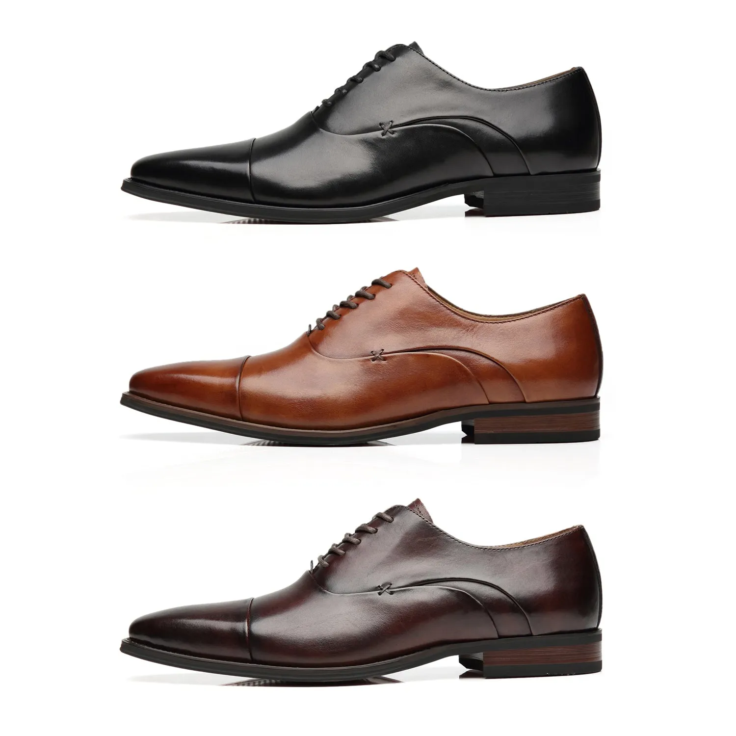 Men's Cap Toe Oxford  Lace Up Shoes Micah-1-cognac