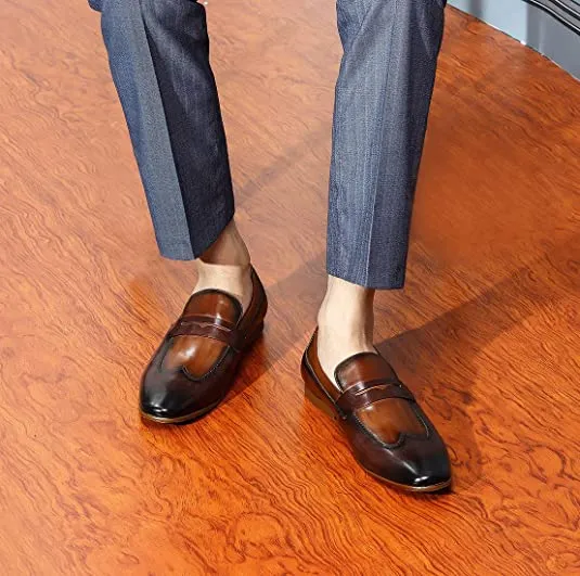 Men's Casual Wingtip Penny Loafers