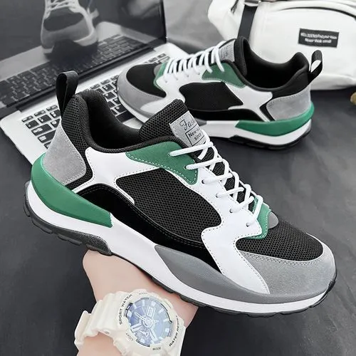 Men's Lightweight  Green & Black Running Shoes