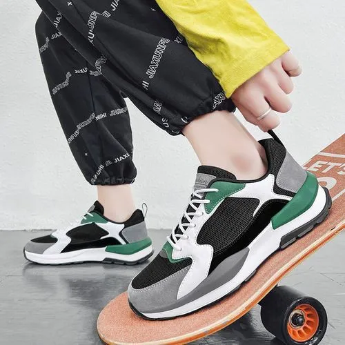 Men's Lightweight  Green & Black Running Shoes