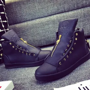 Men's Skull Design High Top Lace Up's In 2 Colors