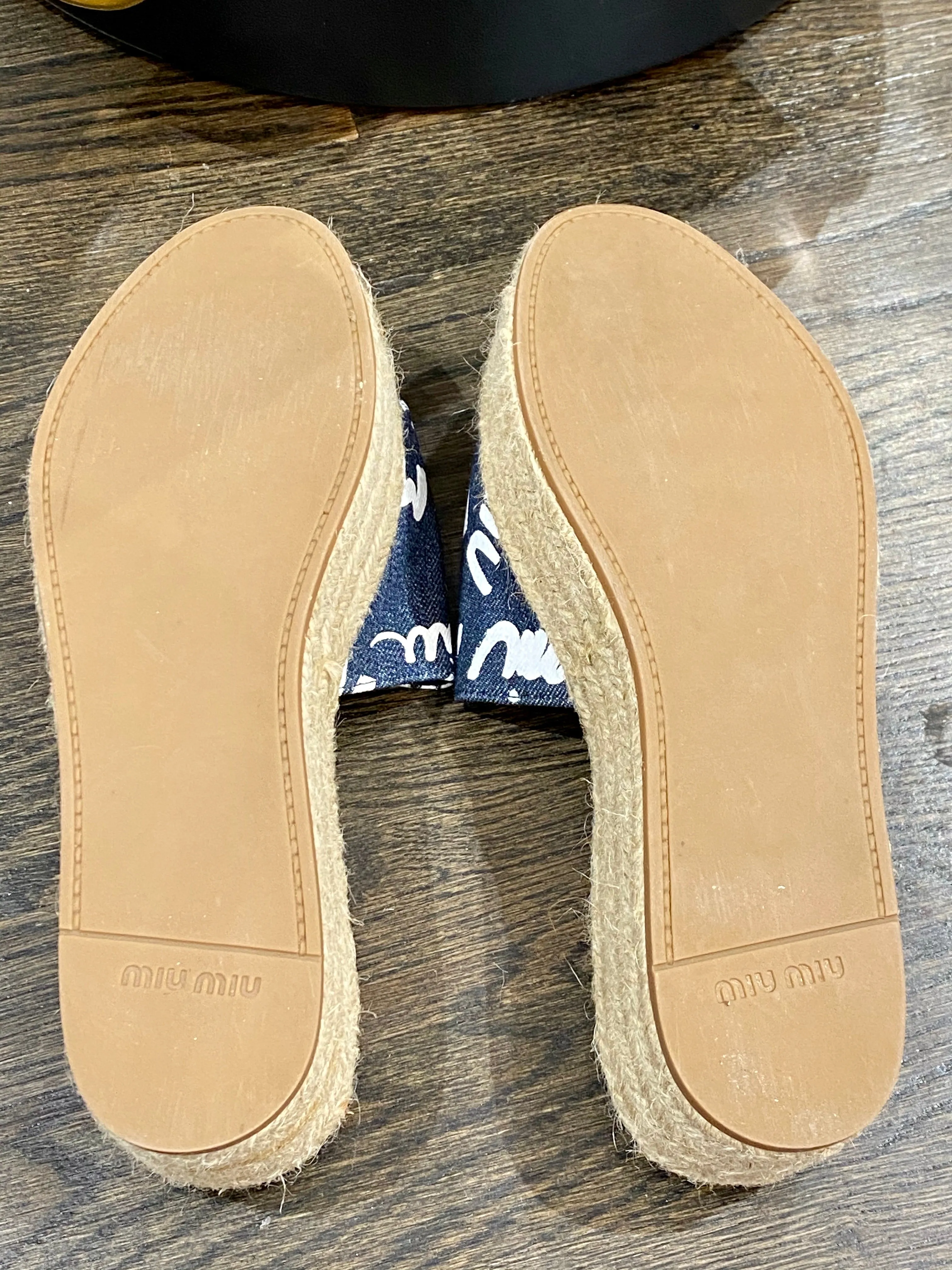 Miu Miu Denim Platform Espadrille Sandal