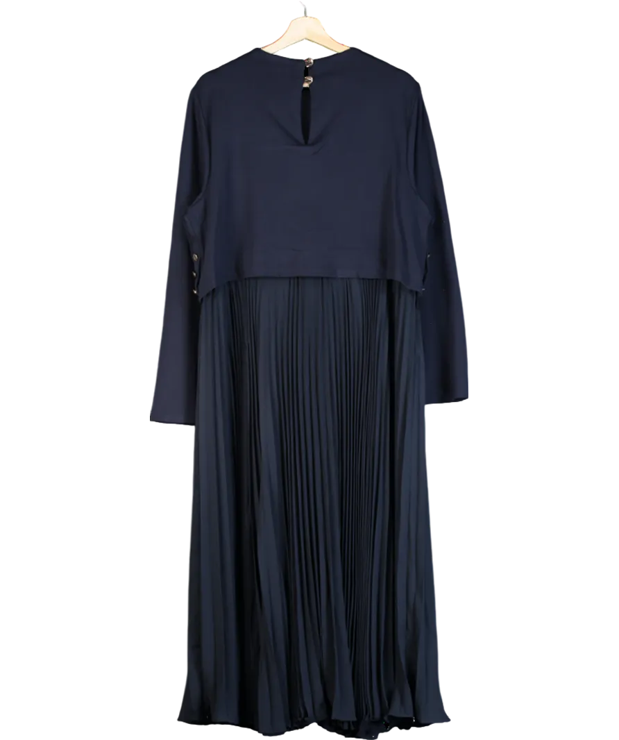 Monsoon Blue Penny Long Sleeve Pleated Midi Dress UK XL