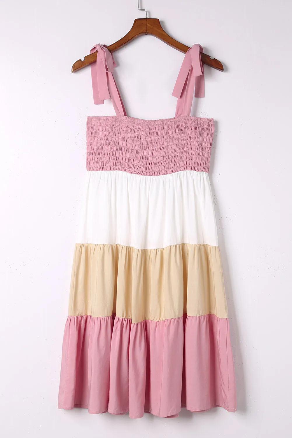 Multicolor Smocked Color Block Sleeveless Mini Dress