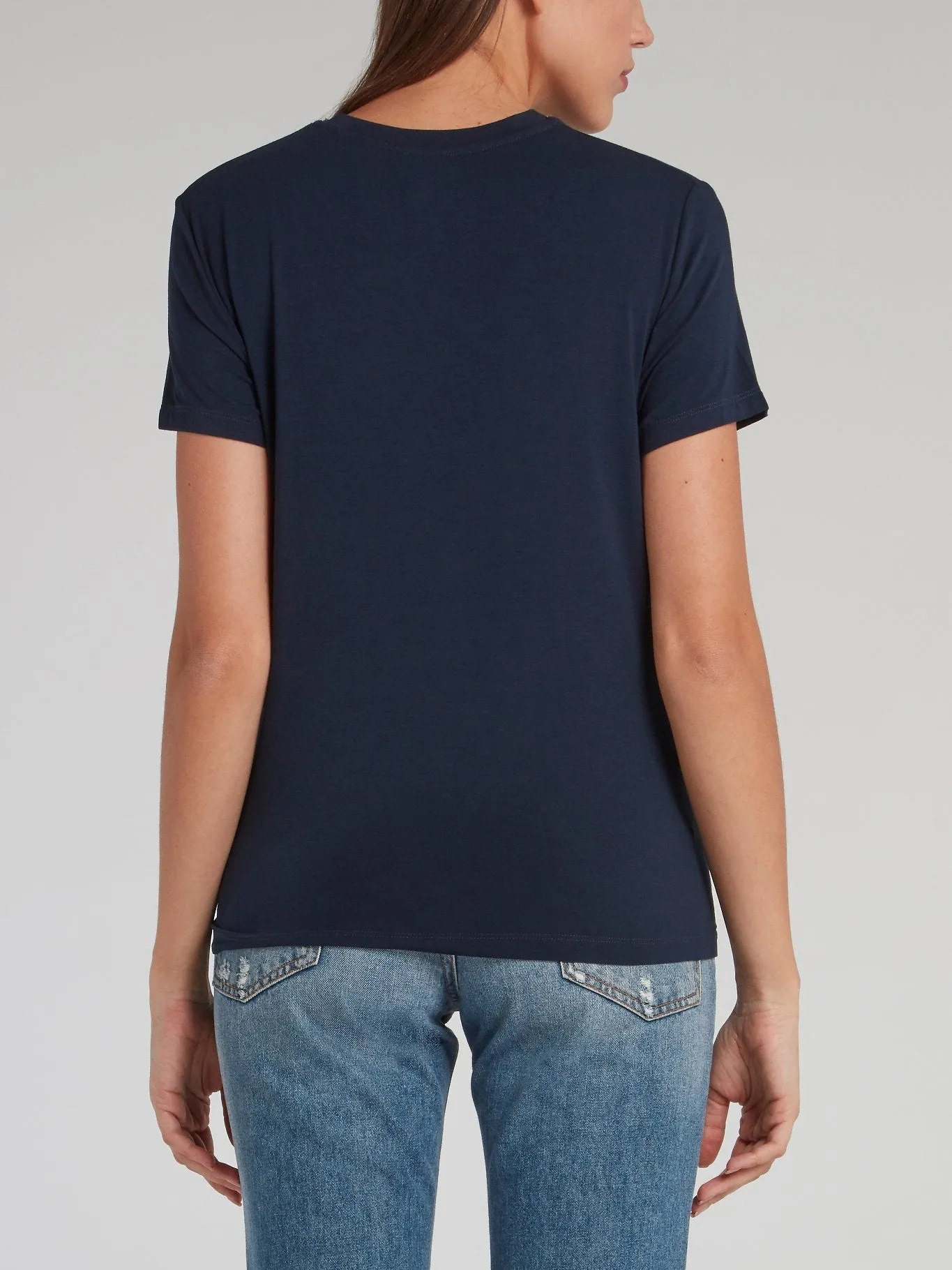 Navy Chain Detail Printed Top