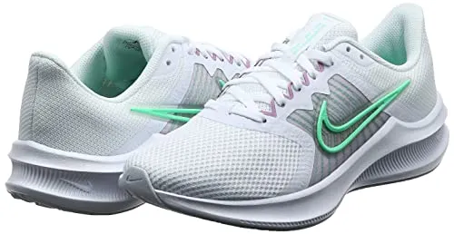 Nike Women's WMNS Downshifter 11 White/Green Glow-Infinite Lilac Running Shoes-5 Kids UK (CW3413-101)