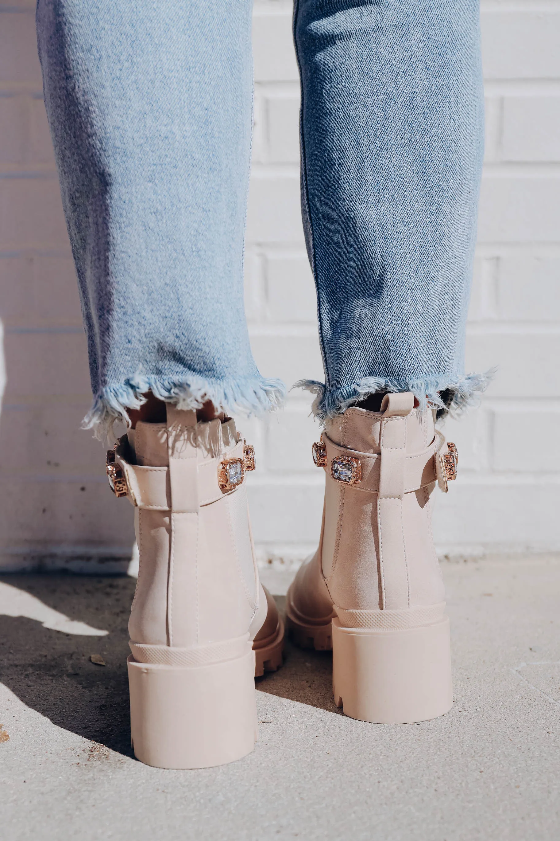 Nile Jeweled Chelsea Booties - Nude
