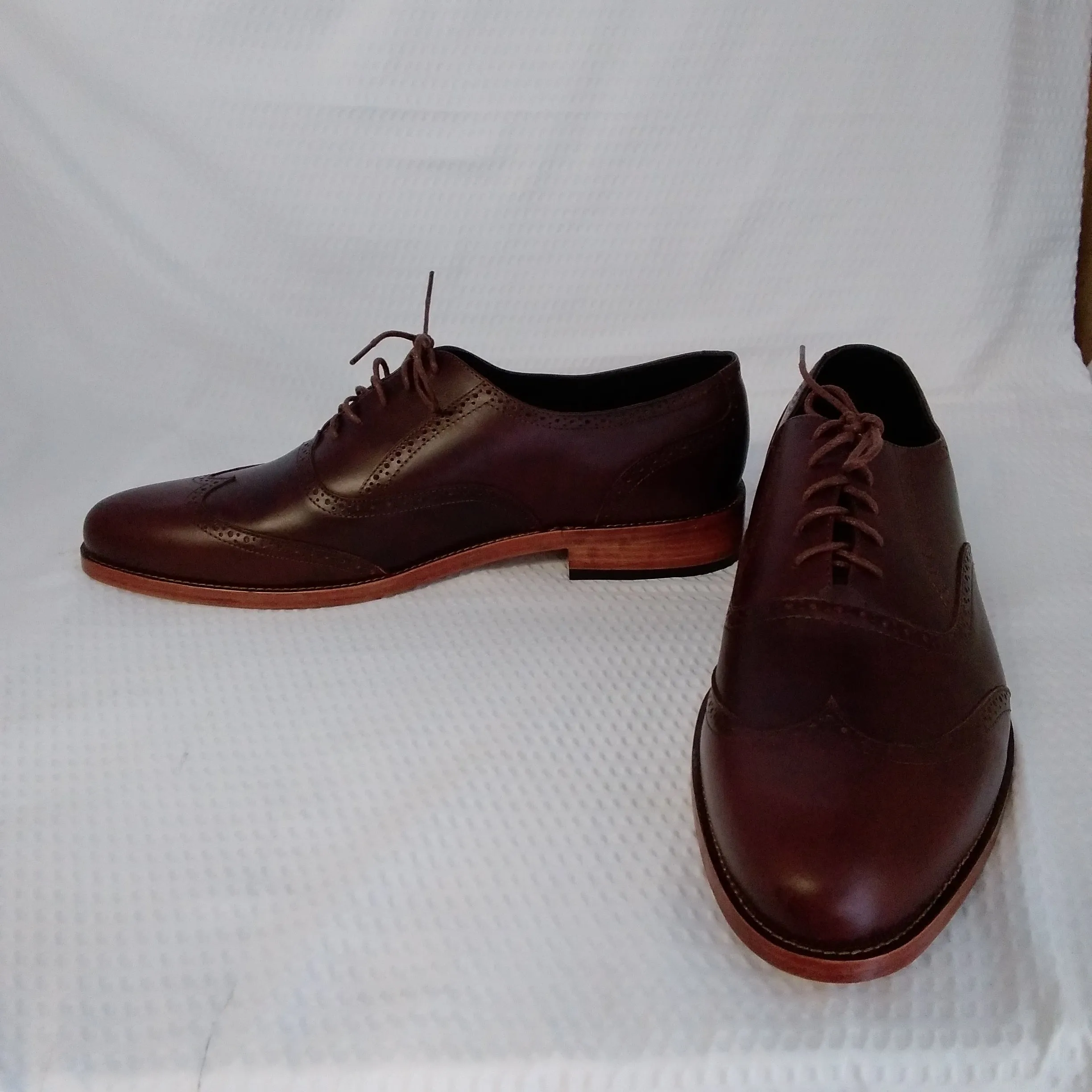 Nisolo Men's Burgundy Taylor Wingtip Oxford Shoes - Size 12