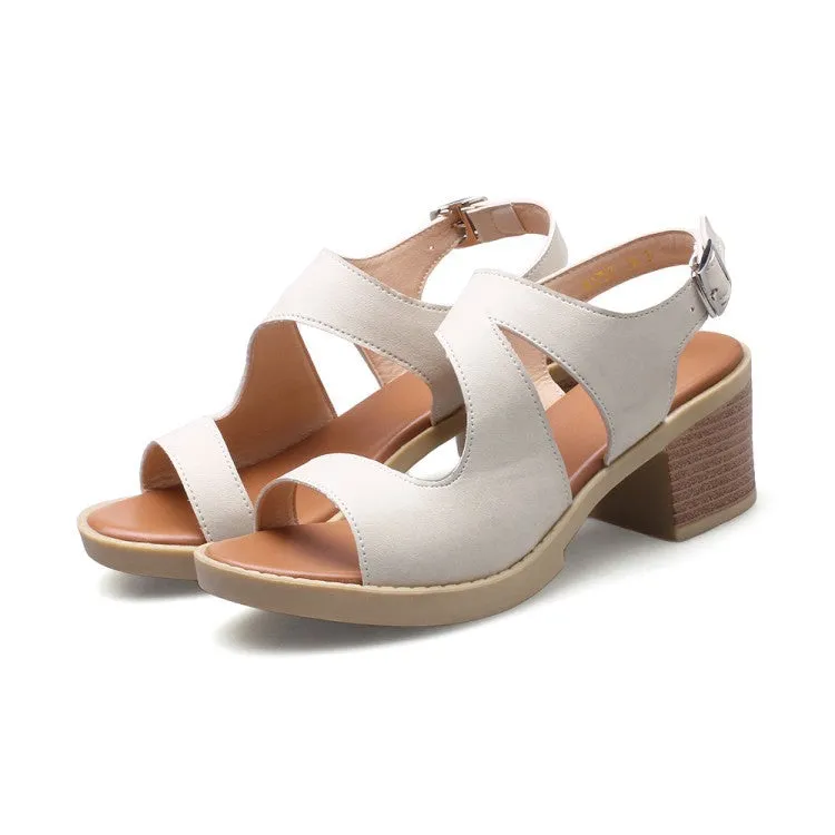 Open Toe Platform Sandals Chunky Heels Shoes Woman 8465