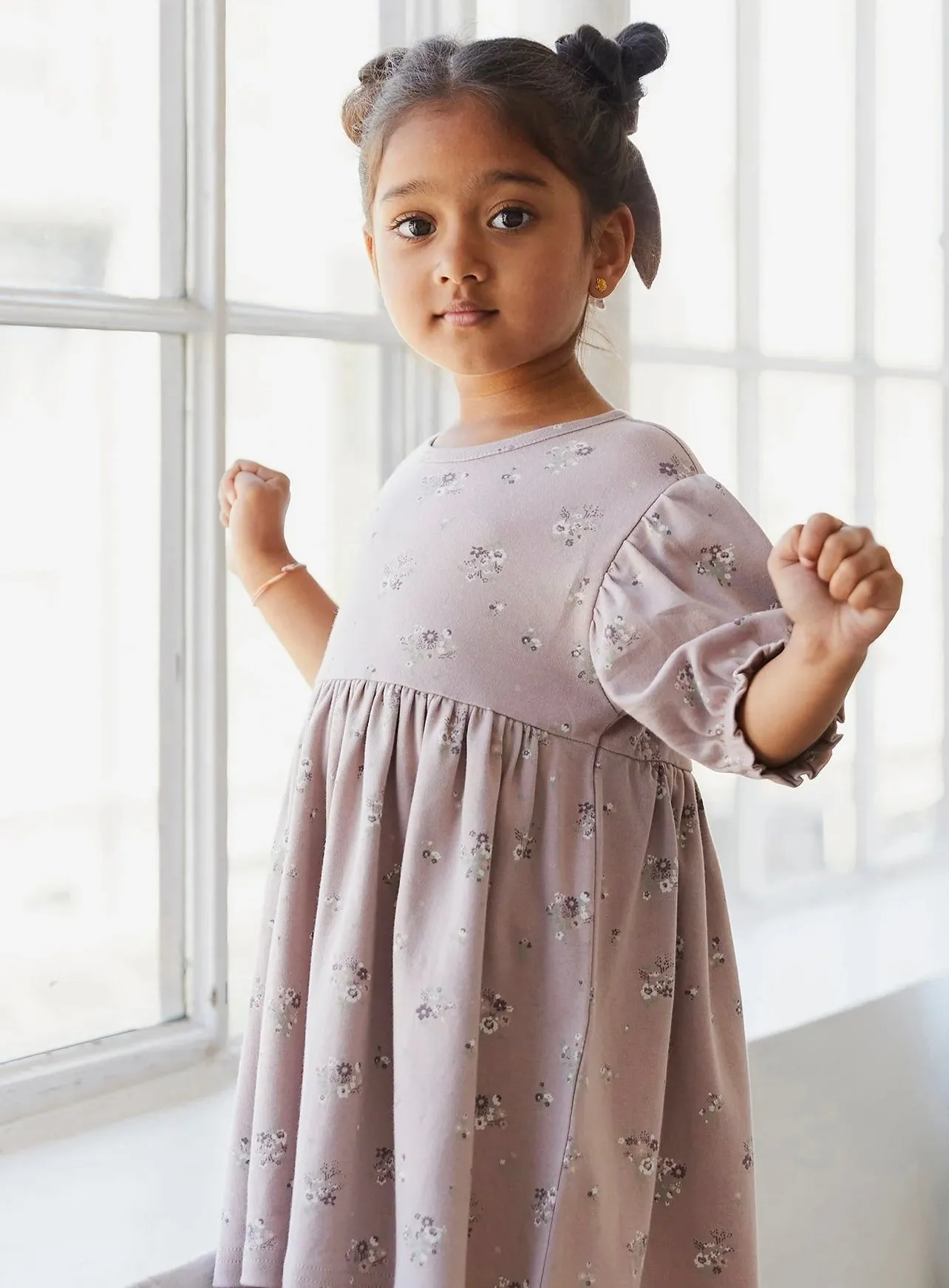 Organic Cotton Penny Dress | Lauren Floral Fawn