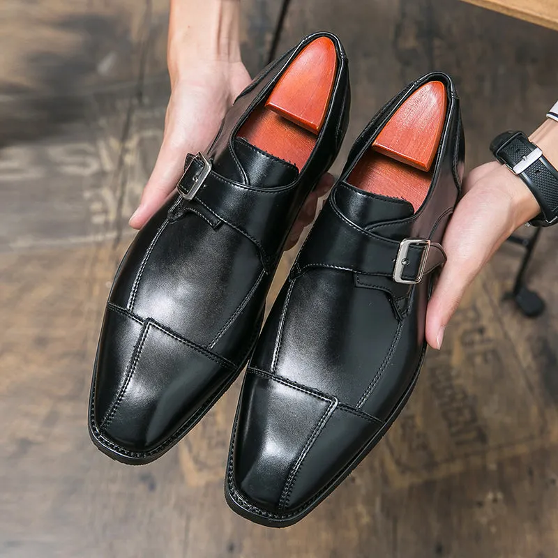 Oxford Men Shoes Faux Leather Double Buckle