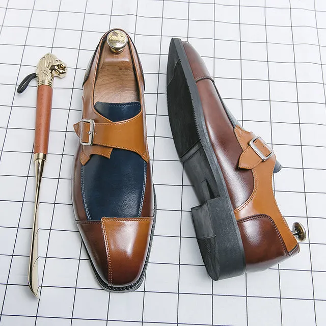 Oxford Men Shoes Faux Leather Double Buckle